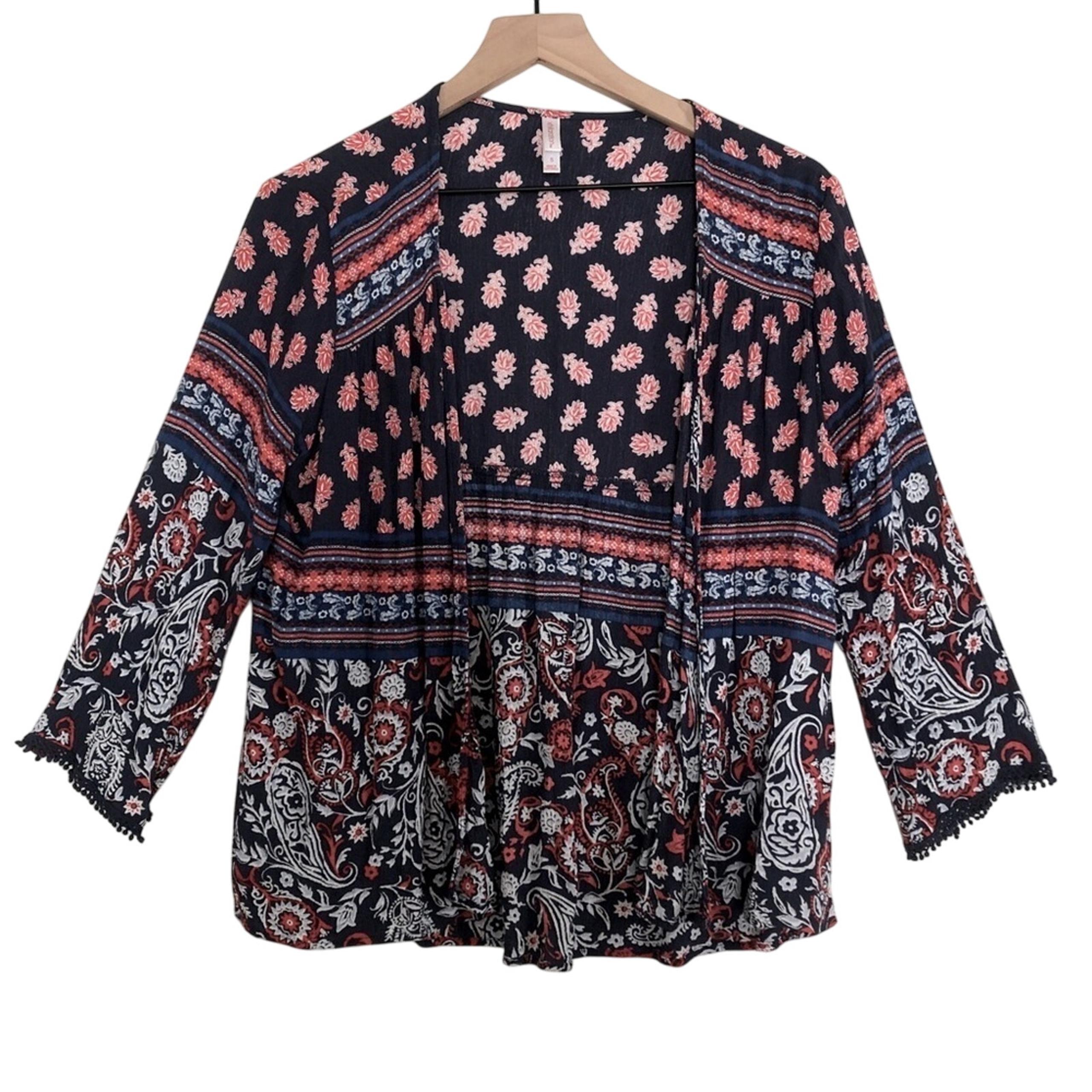Target Xhilaration Floral Paisley Multicolor Open Lightweight Cardigan Sweater