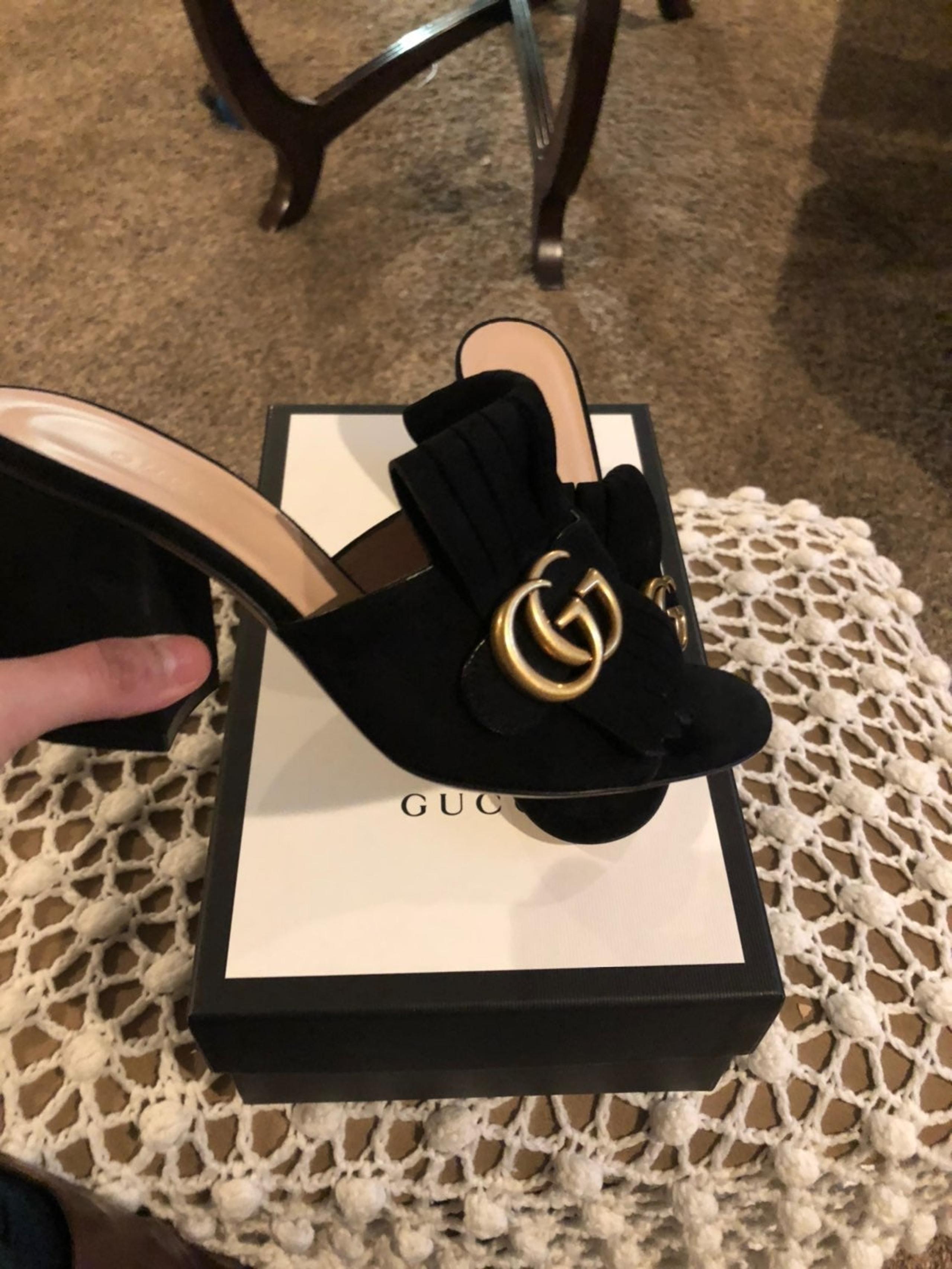 gucci suede heel mule