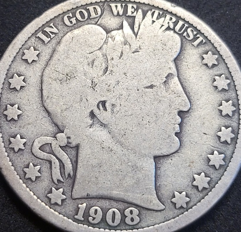 1908 D Barber Silver Half Dollar #2554