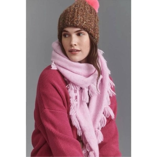 Anthropologie knit tassel triangle grandmacore winter scarf