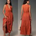 Anthropologie The Somerset Maxi Dress Linen Ties Sleeveless Tiered Orange Small