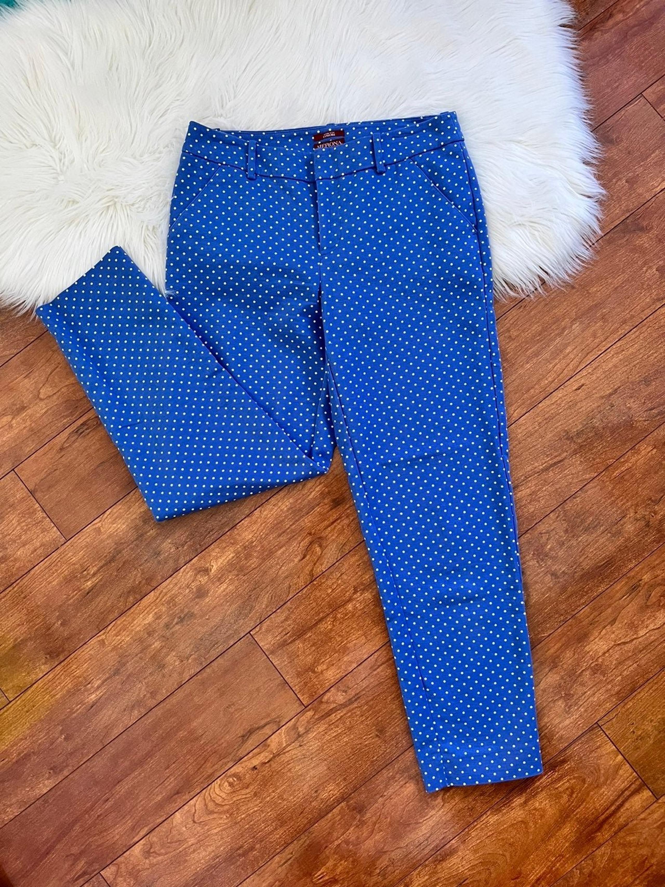 Merona Stretch Blue/White Polka Dot Ankle Pants • Size 4