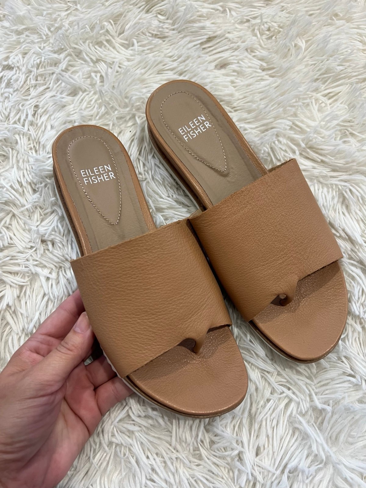 Eileen Fisher Touch Leather Flatform Sandal - Size 6
