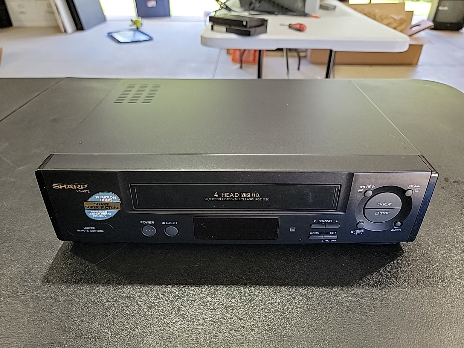 Sharp VC-A572U 4-Head VHS Cassette Recorder Black Multi Language Tested Working