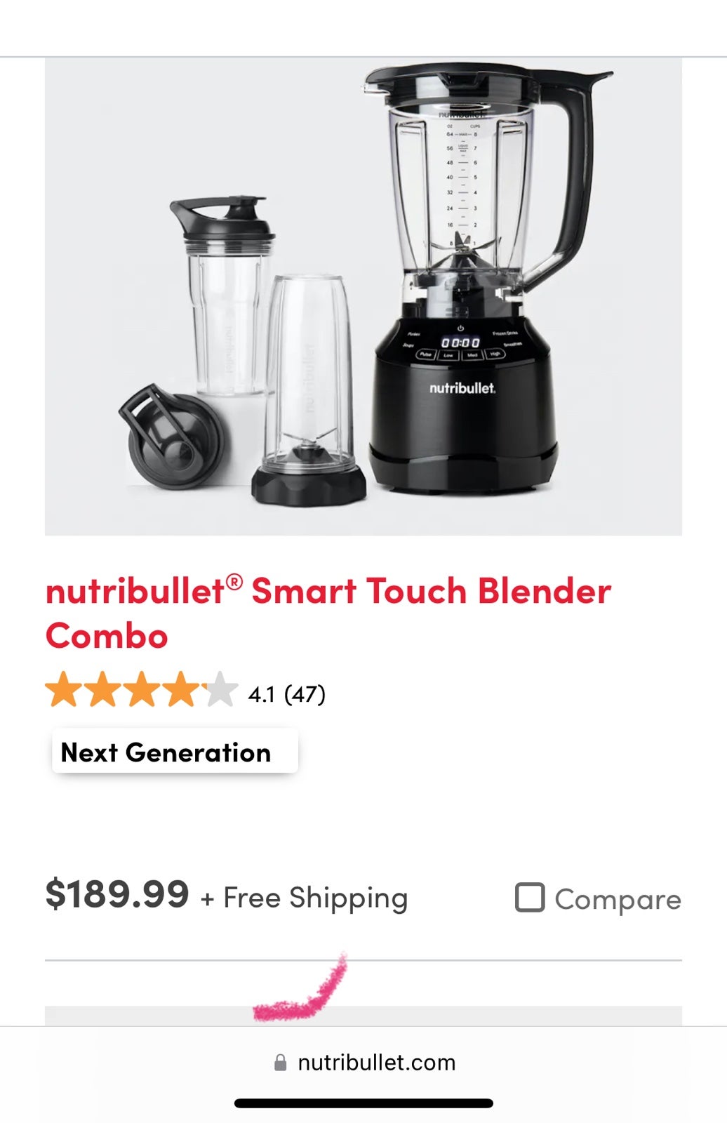 Nutribullet Blender with 2 “To-Go” Cups