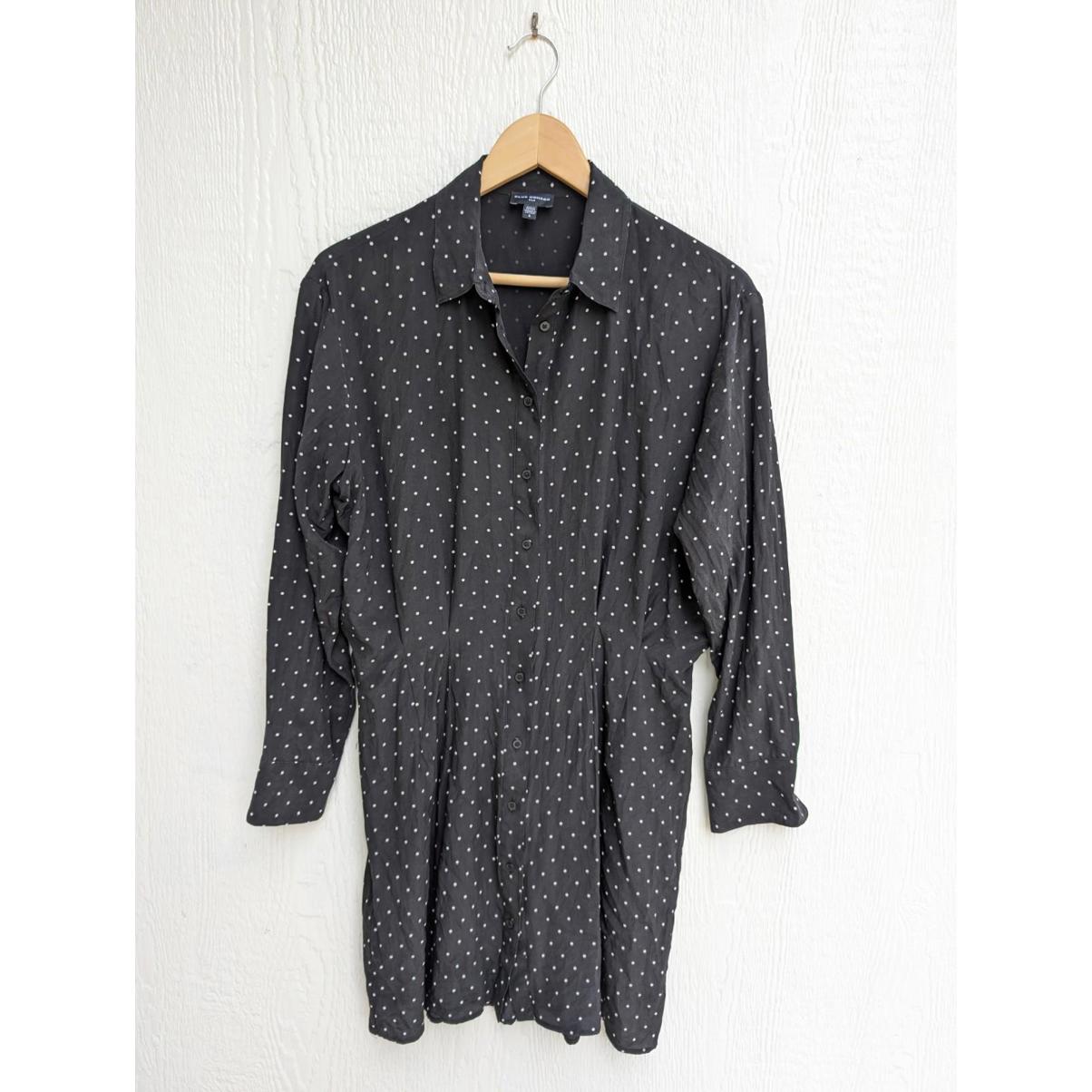 Club Monaco Black White Polka Dot Button Down Shirt Dress Women's Size 6