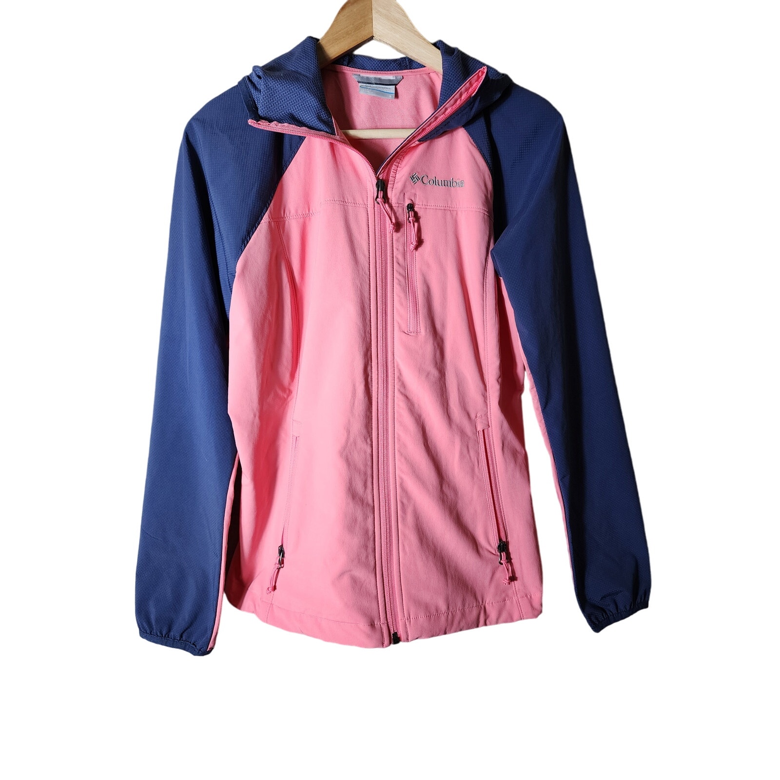 COLUMBIA Pink Blue Active Athletic Running Cycling Golf Windbreaker Jacket SZ S
