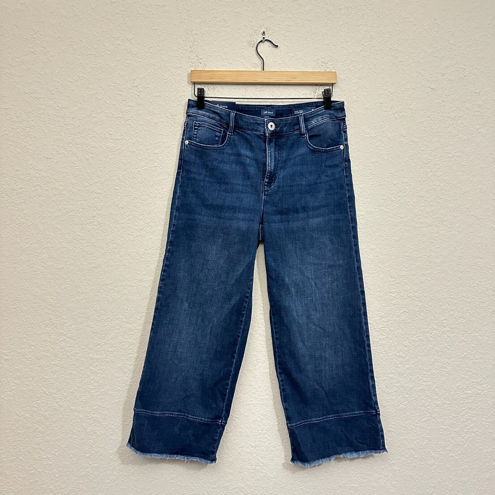NWT J. JILL High-Rise Full-Leg Crops Jeans Raw Hem in Ink Wash
