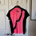 Jamie Sadock Crinkle 1/4 Zip Polo Shirt Face Graphic Stretch Women's Large
