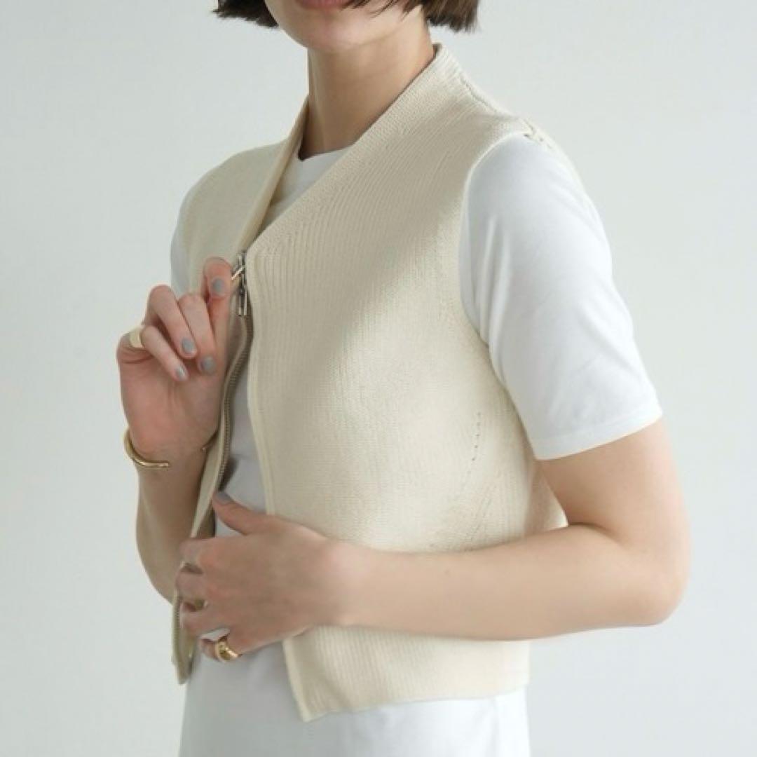 クラネ CLANE ZIP COMPACT KNIT VEST （BEIGE） - ファッション