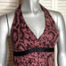 Vintage 00s BETSEY JOHNSON Pink & Black Snakeskin Print Jersey Halter Top P XS