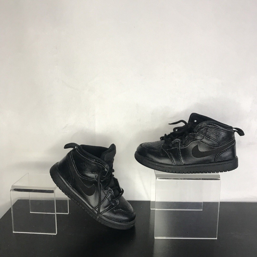 Nike Air Jordan 1 Retro Mid Triple Black 640735-090 Toddler Basketball Shoes 8C