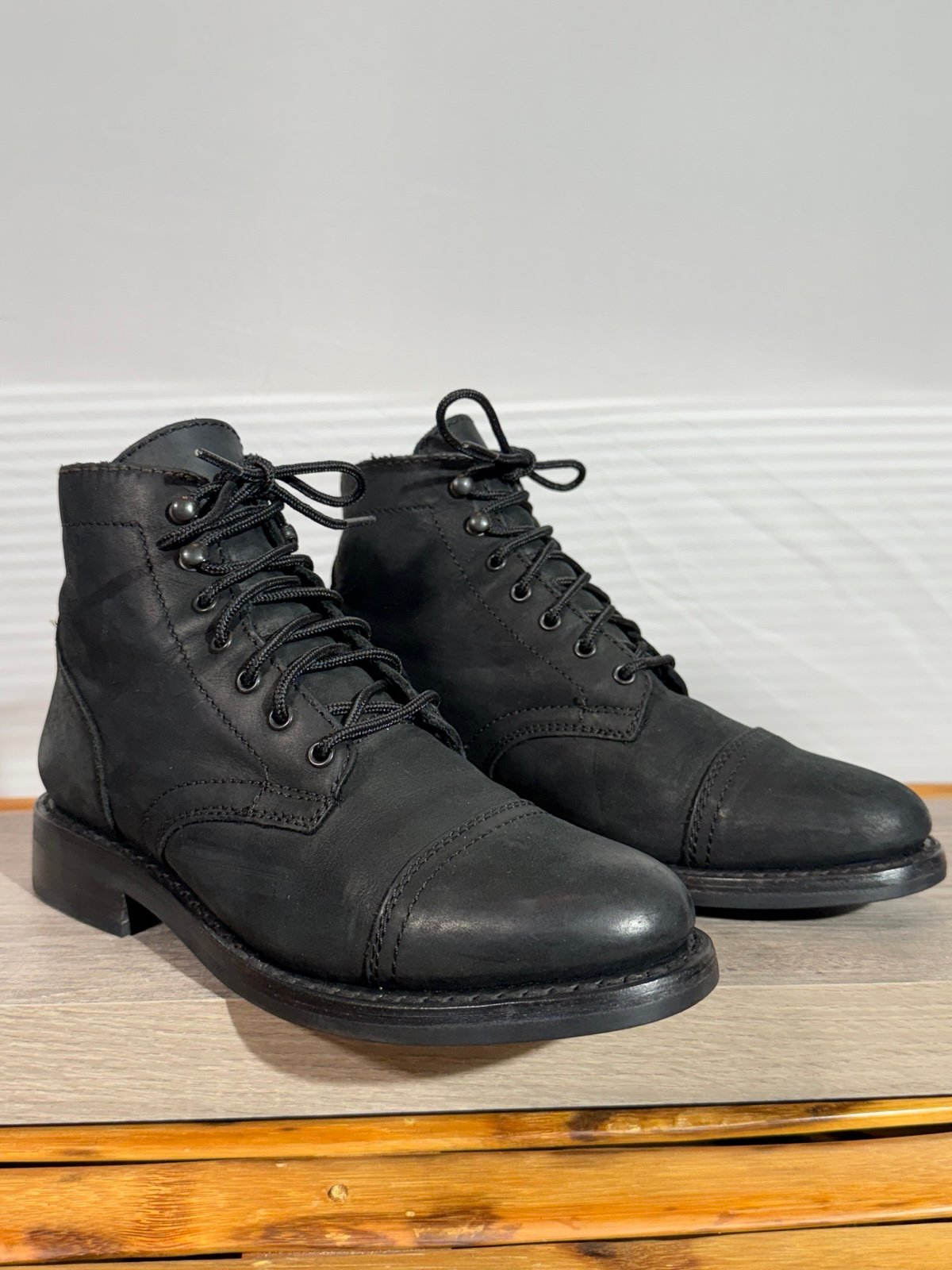 Thursday Boot Company Women’s Captain Boots Size 8.5 Cap Toe Leather Matte Black