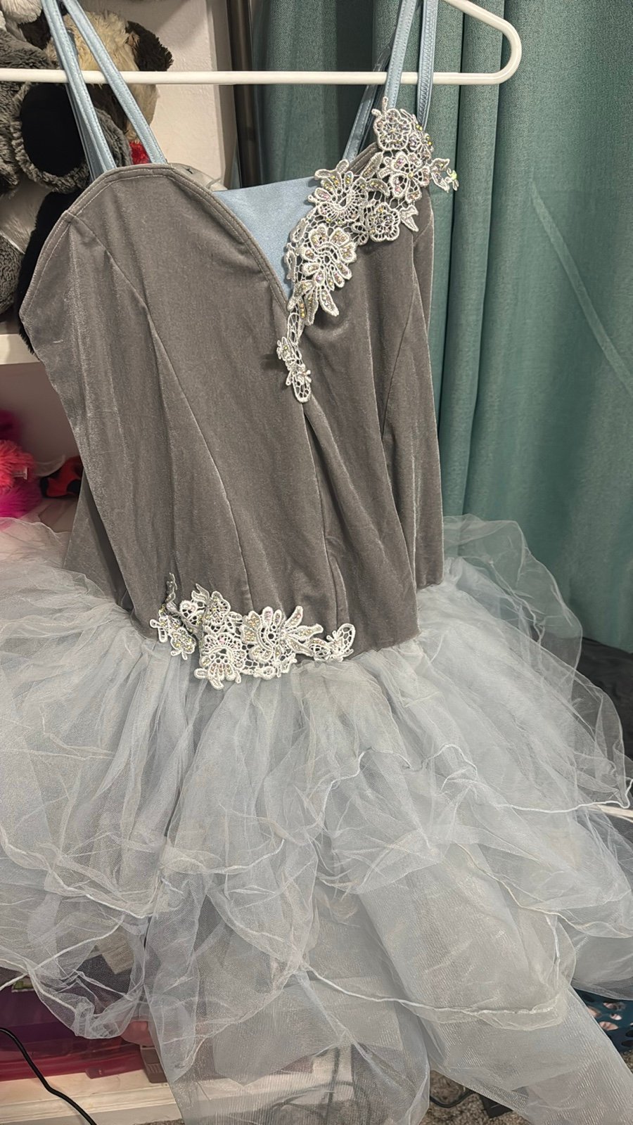 Weissman XXL Grey/Blue Ballet Costume W/ Flower Detailing