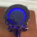 Cobalt Blue Glass Ruffle 10.5 in Vase Clear Base Vintage