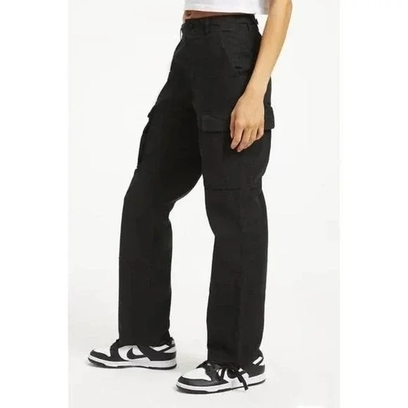 Good American Desert Cargo pants size 10 30 Black New Cotton elastane