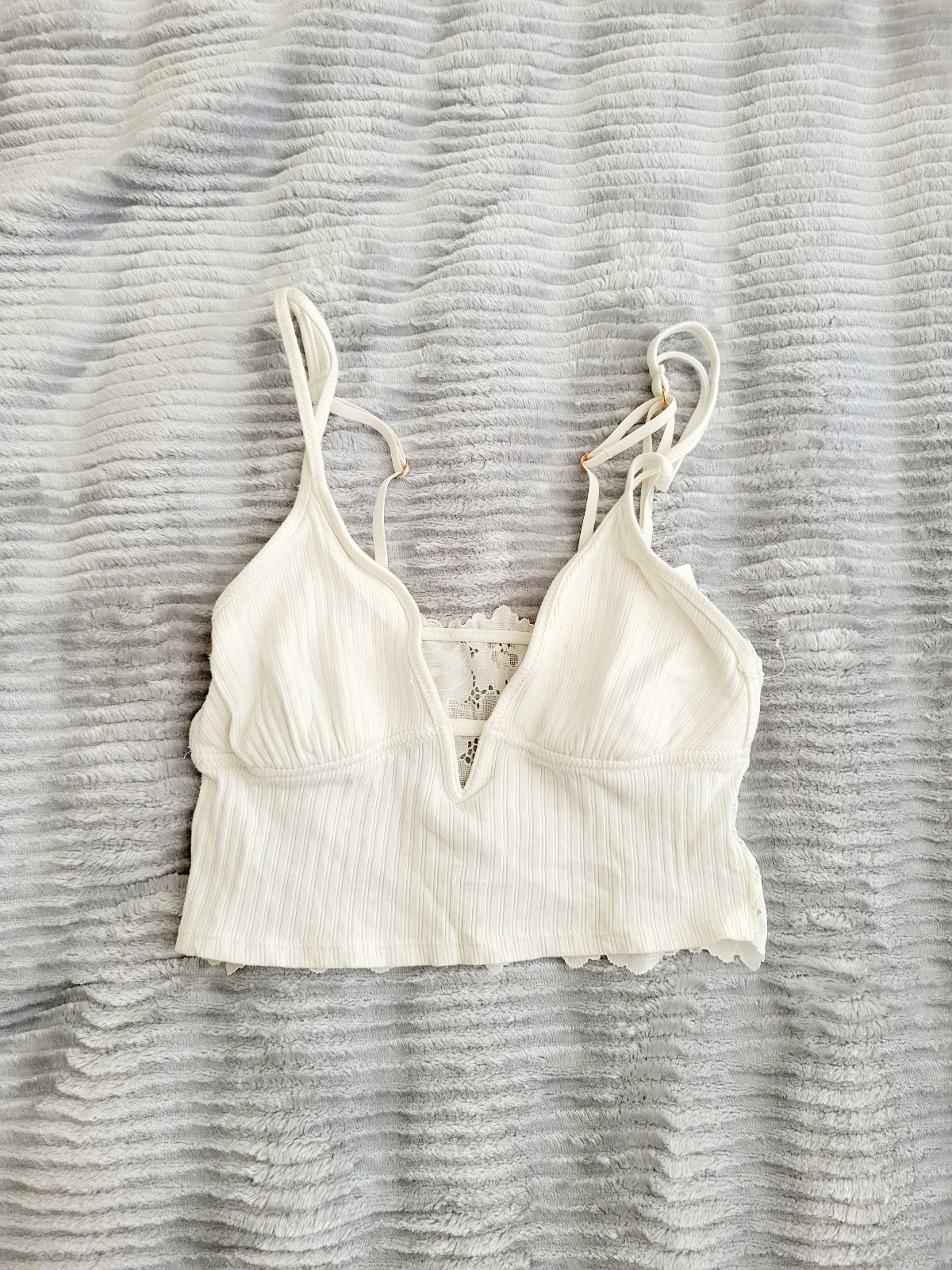 AERIE RIBBED POPPY LACE BRA TOP SIZE XS