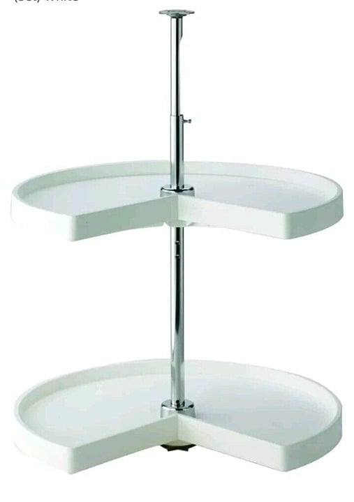 Lazy Susan Kidney Shaped 2 Polymer Shelves 24 (Set) White
