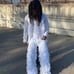 All White Spider-Web Denim