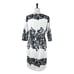 Adrianna Papell Sheath Dress 3/4 Sleeves Cream Black Lace Women’s Size 10