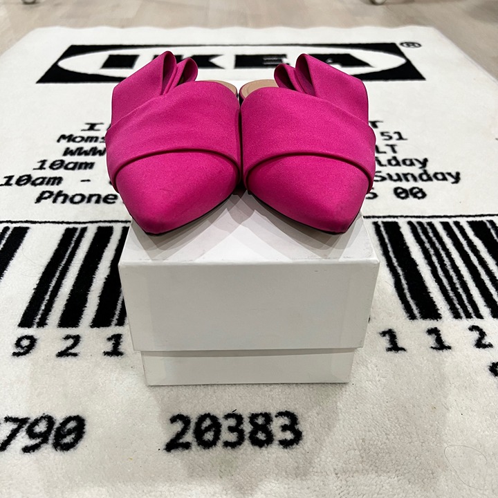 Anthro Lewit Hot Pink Matte Satin Slide Mule Flat