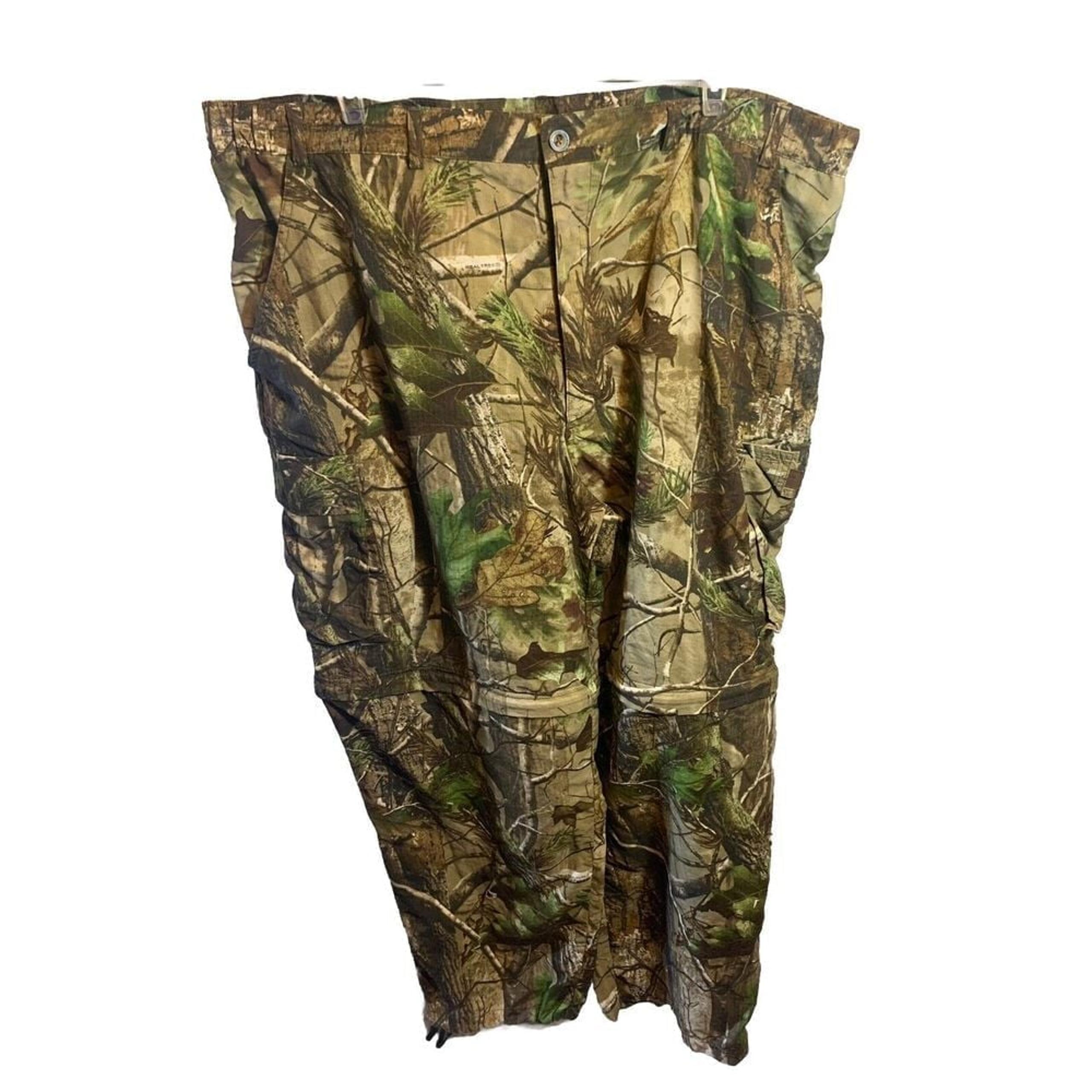 Mens XXL (45x32) Field & Stream Realtree Camo Pants Zip off Shorts Hunting