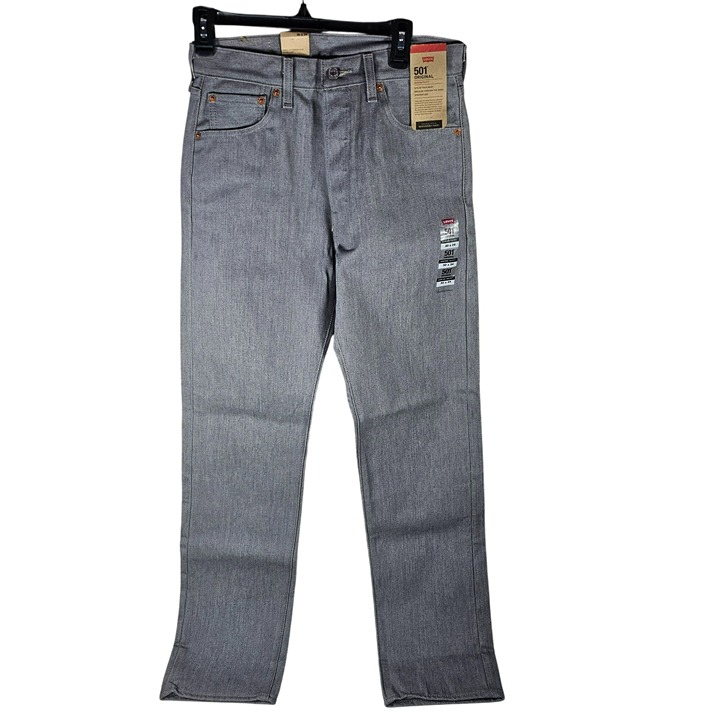 Levis 501 Original Shrink-To-Fit Button-Fly Jeans Mens Size 30x34 Light Gray
