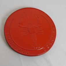 Frankoma Pottery Red Louisiana Crawfish Round Shape Trivet Hot Plate Holder