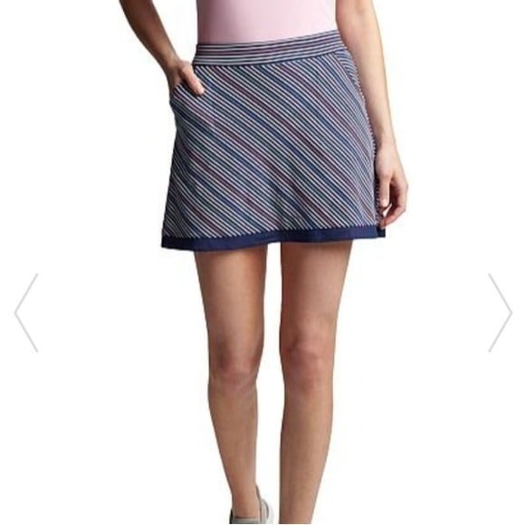 Peter Millar women size M Sally Metallic Stripe golf skort New