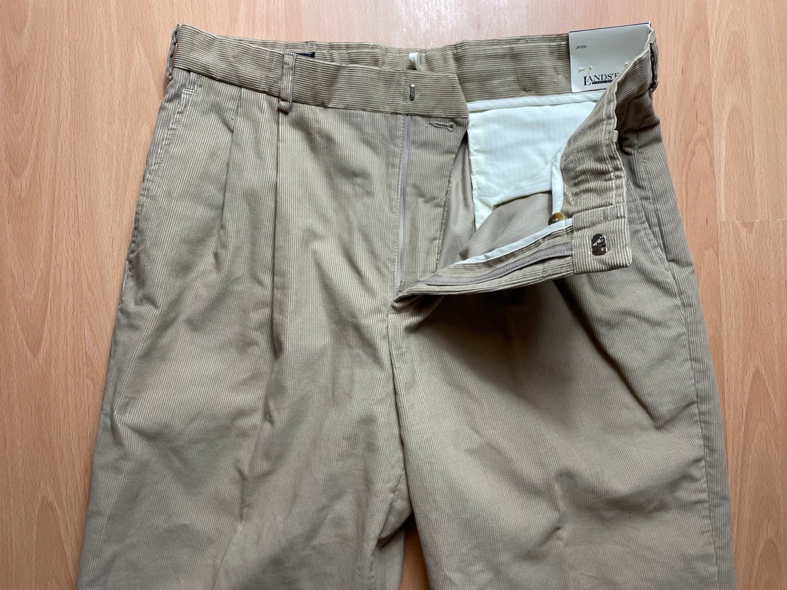Lands End 34X30 Brown Corduroy Pants Pleated Cuffed Bottoms Style 88989 NWT