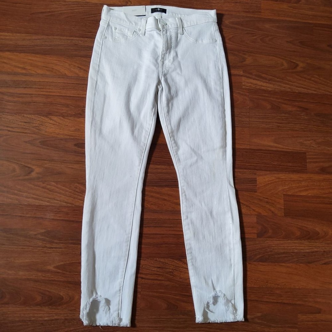 7 For All Mankind The Ankle Skinny Super Skinny Crop Denim Jeans Size 27 White