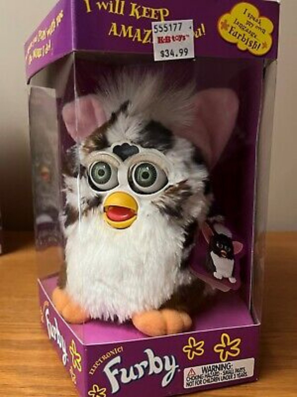 Furby Snow Leopard Furby w/ gray eyes 1998 Tiger 70-800 NIB Excellent condition