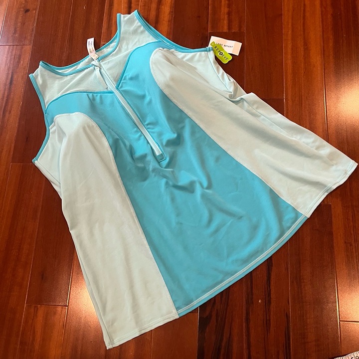 New NWT Lane Bryant Blue Swim Top Tank Tankini Sleeveless Athletic Plus Size 22