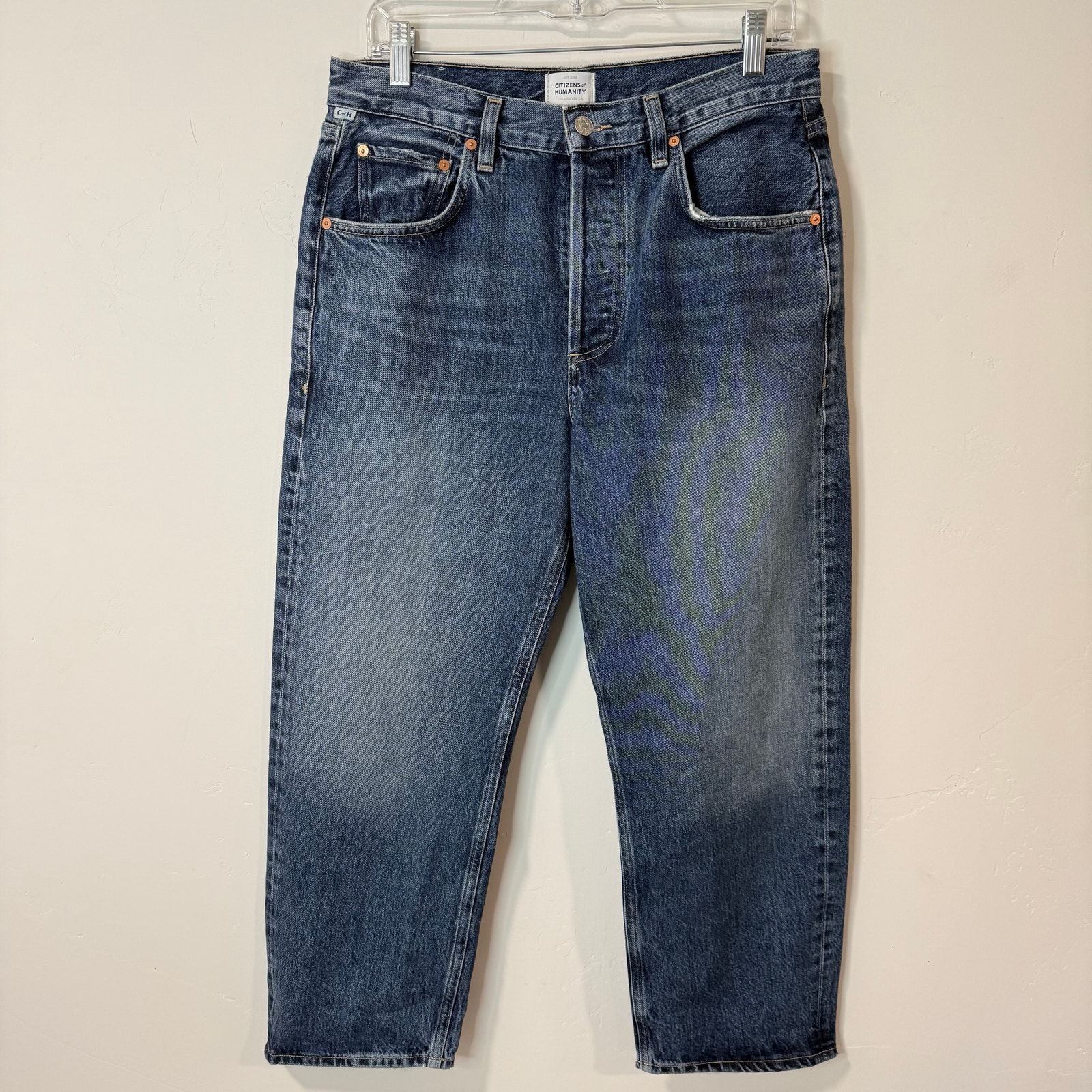 Citizens of Humanity Women's Jeans Dahlia Bow Leg Baby Roll Blue Cotton Ankle 28