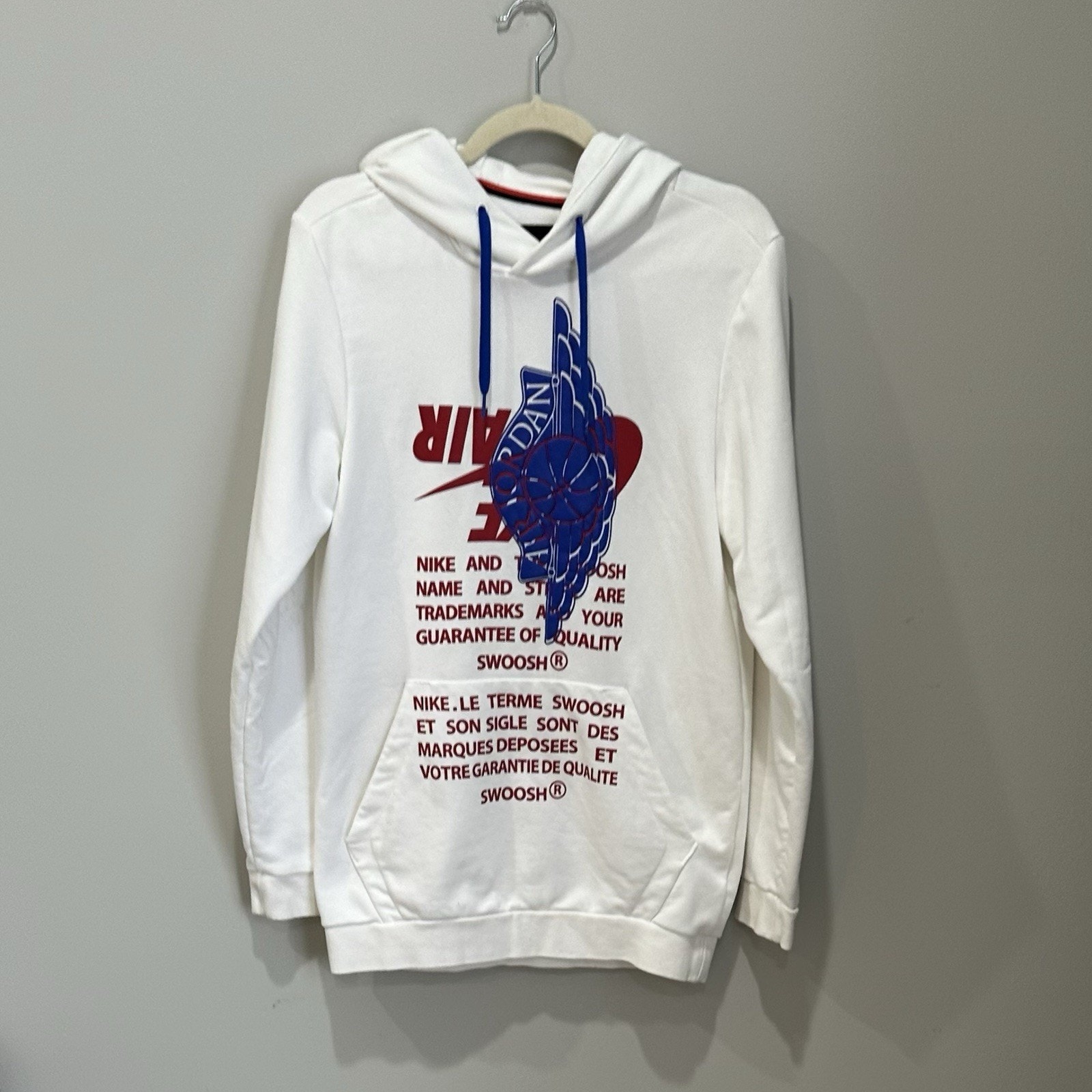 Nike Air Jordan Jumpman Wings Classics White Hoodie Sweatshirt, Size small