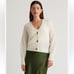 Quince Baby Alpaca-Wool Cropped Cardigan in Ivory