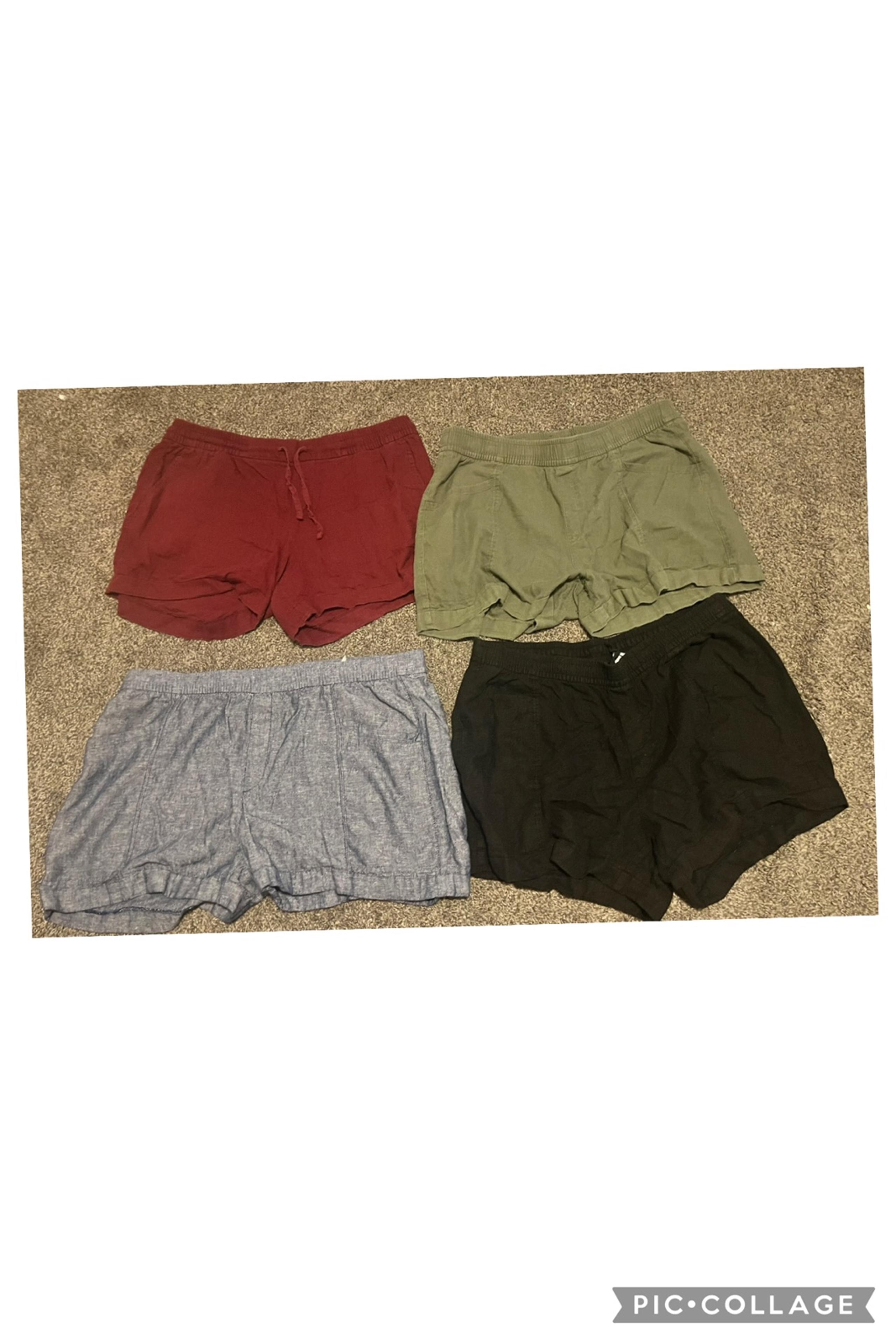 Women’s Old Navy Pull On Linen Shorts Lot of 4 Elastic Waist Black Denim SIZE L