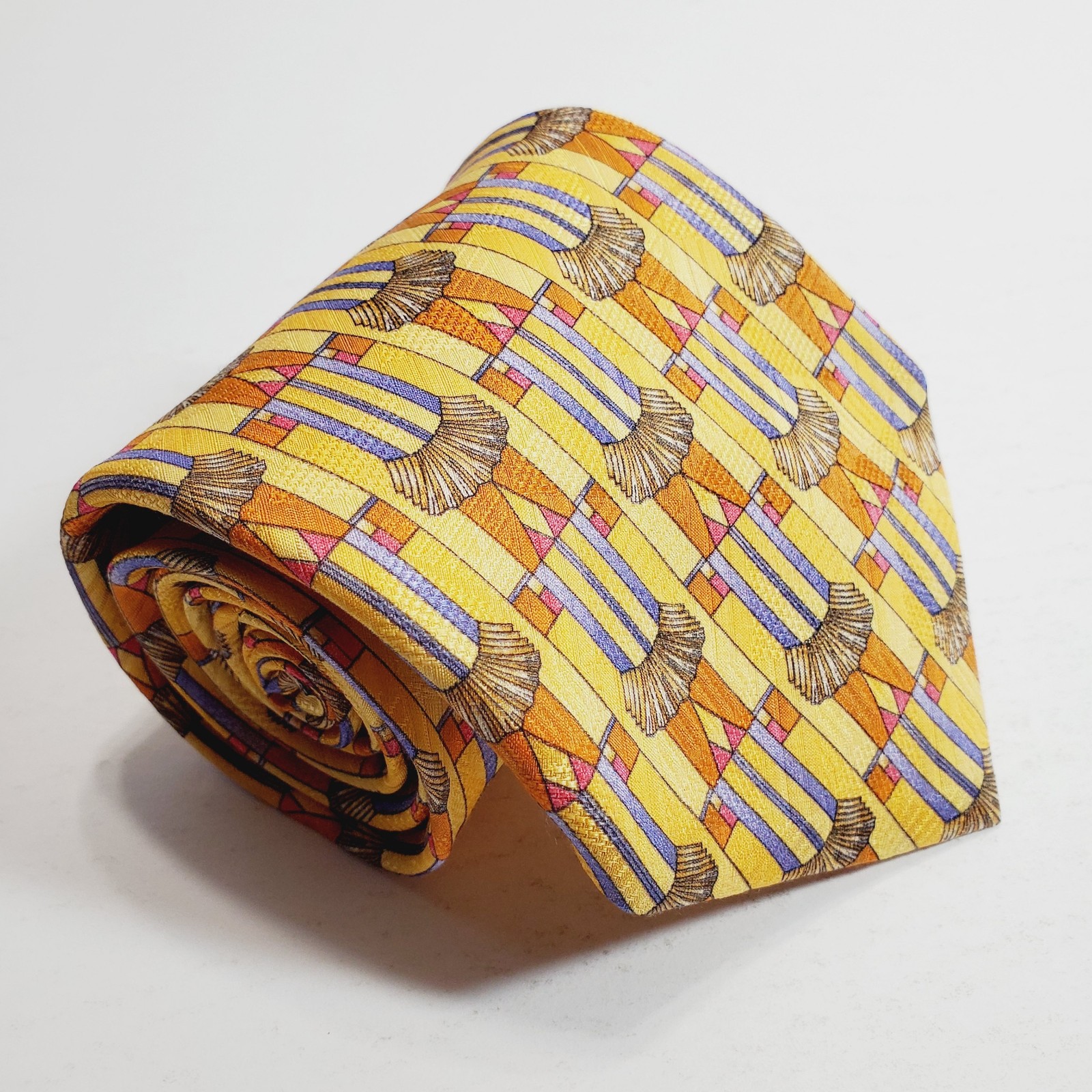 Robert Talbott Necktie Gold Geometric Silk Neck Tie Best of Class
