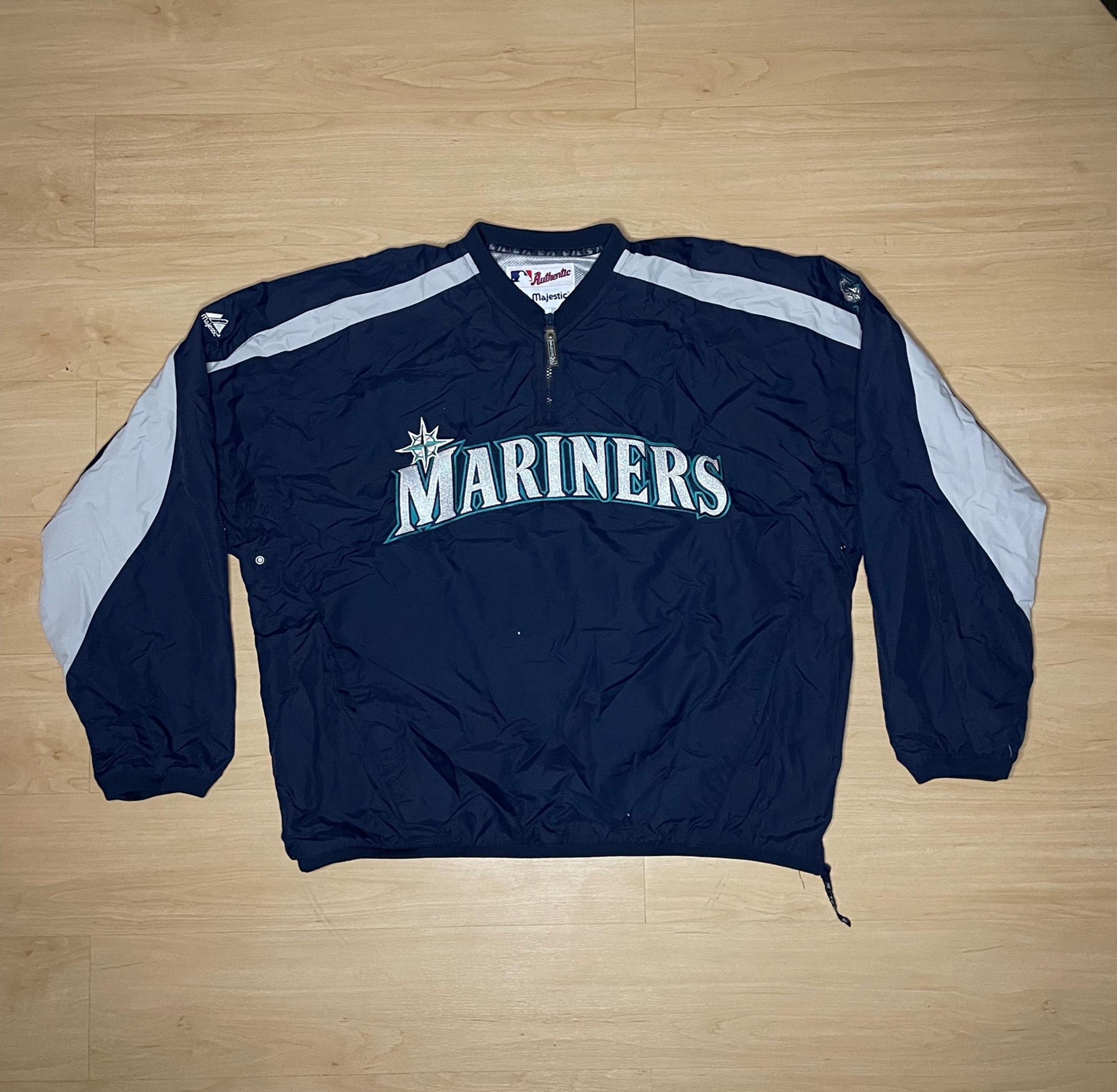 Majestic Seattle Mariners 1/4 Zip Pull Over Windbreaker Jacket Men’s Sz XL