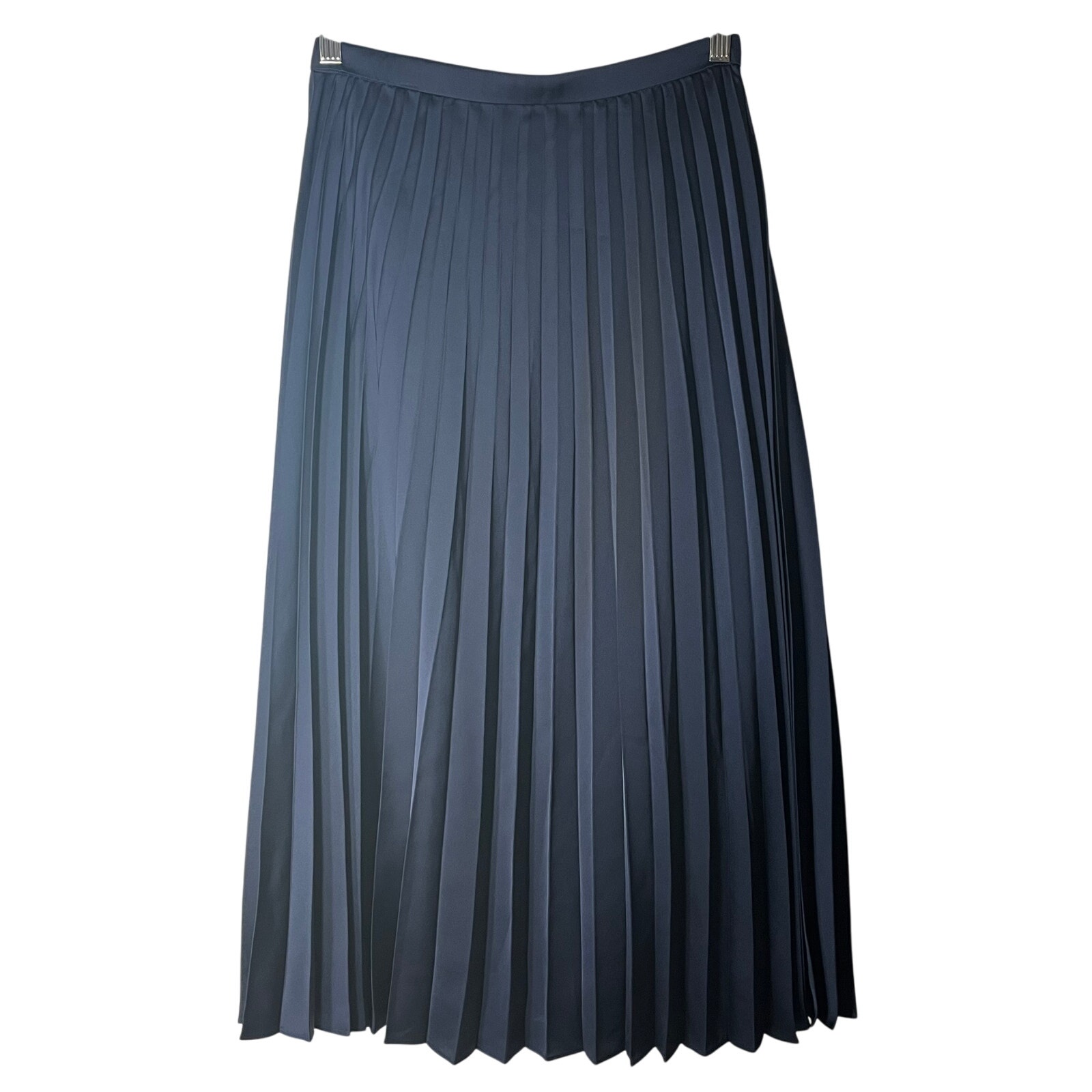 Loft Navy Blue All Pleated Maxi Length Lined Zip Up Skirt Regular Size 2 NWT