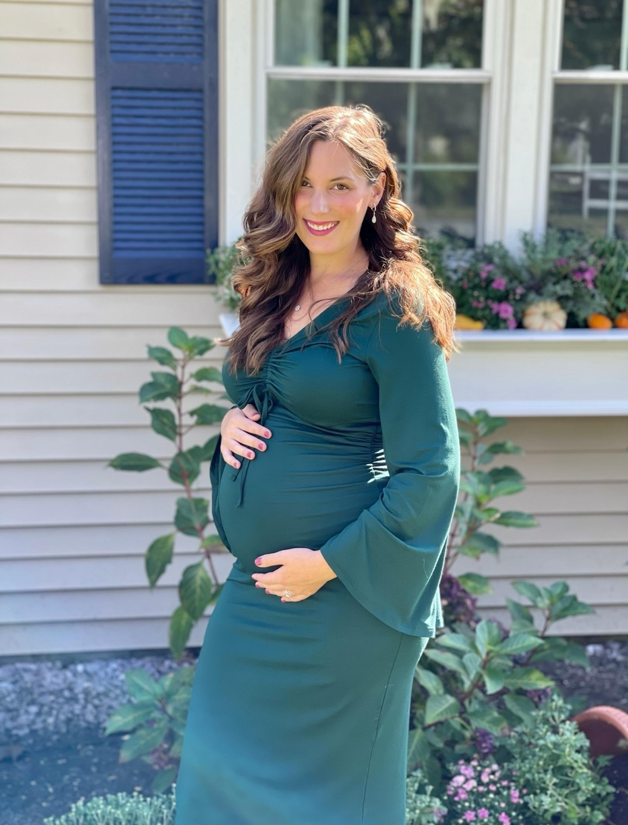 ASOS Design Maternity Tie Bust Dress with Fluted Sleeve