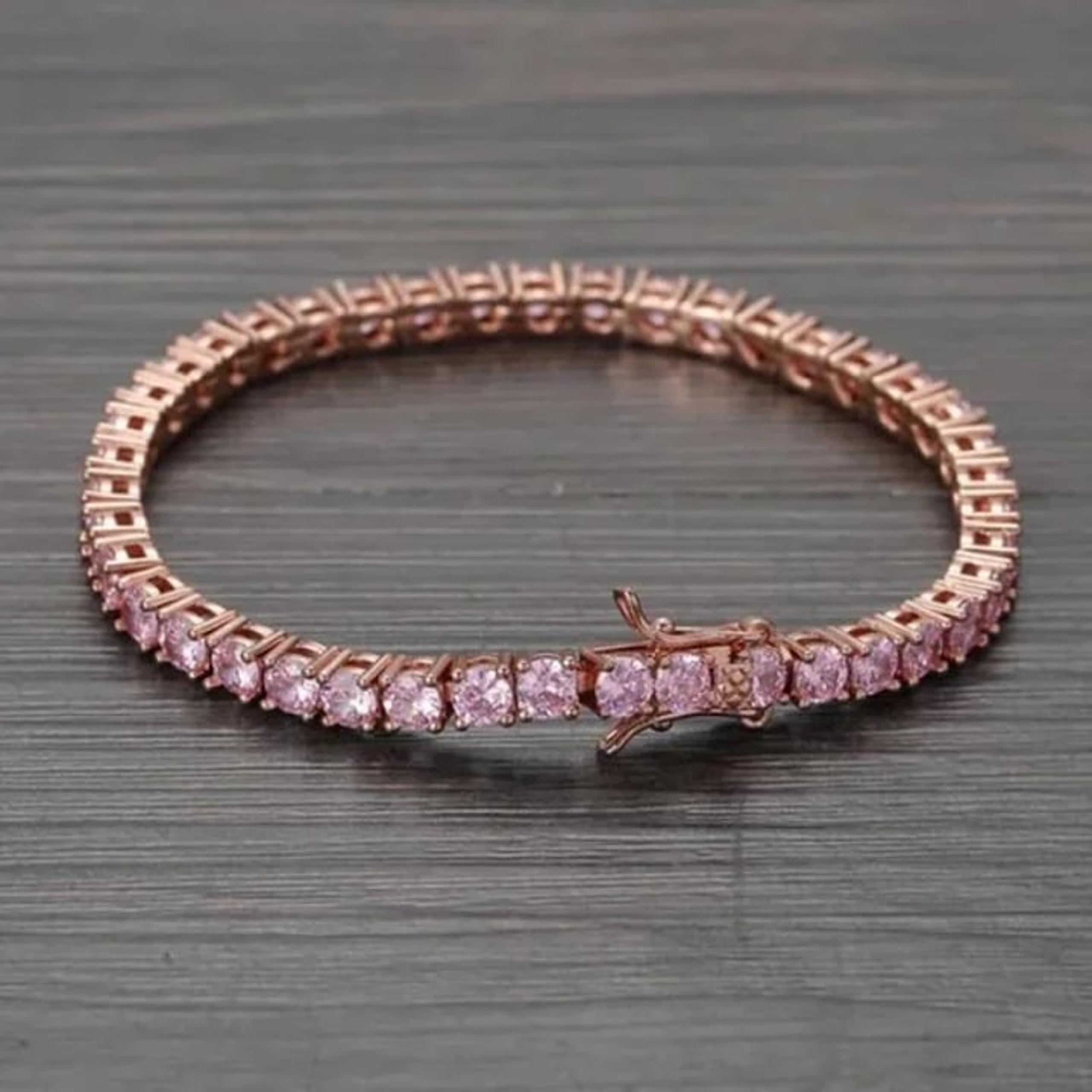 14K Rose Gold 7" Womens 2ct Pink Diamond Tennis Bracelet New 14 K Silver Jewelry