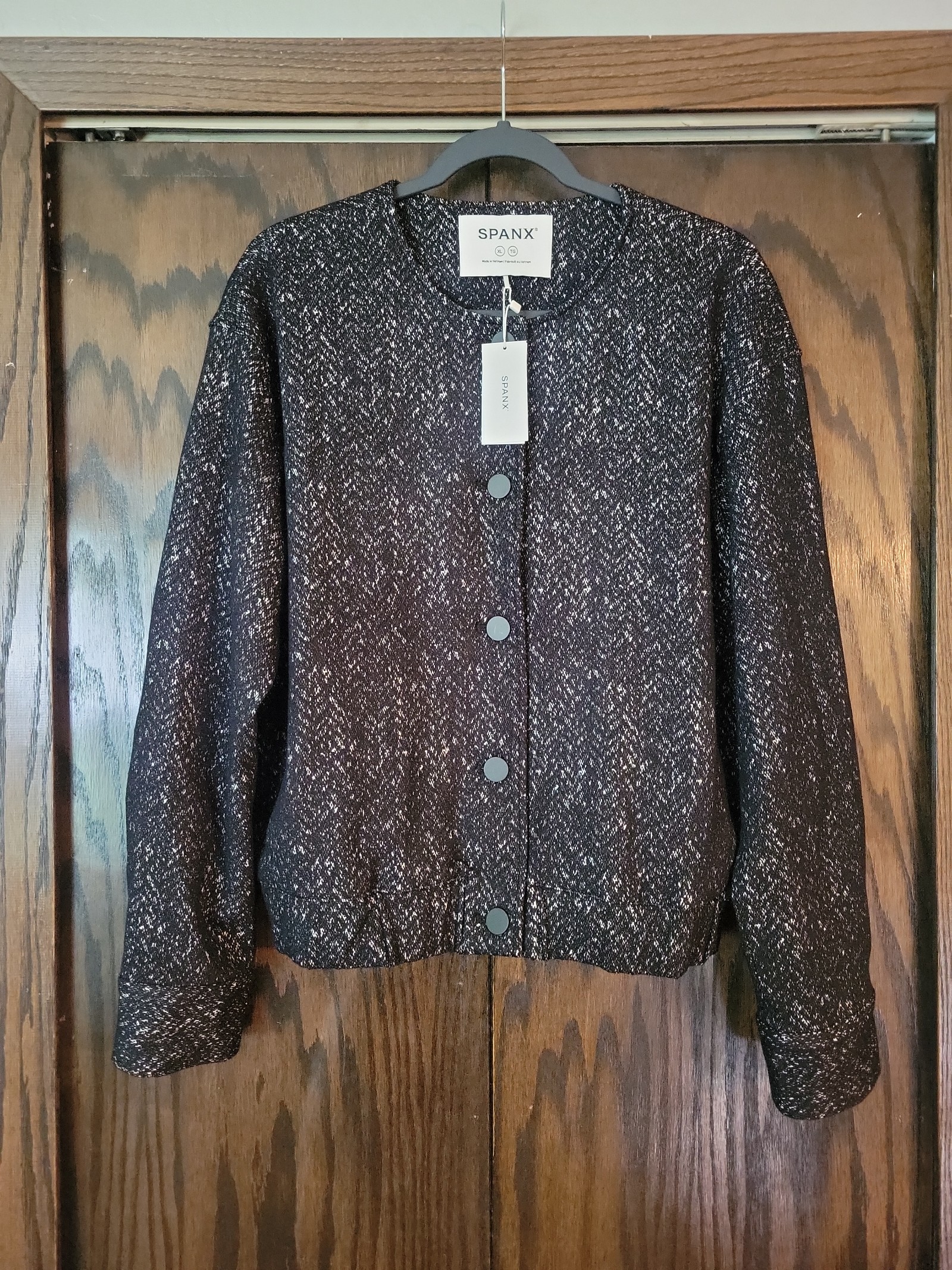 NEW SPANX xl ponte bomber jacket herringbone 21262R extra large