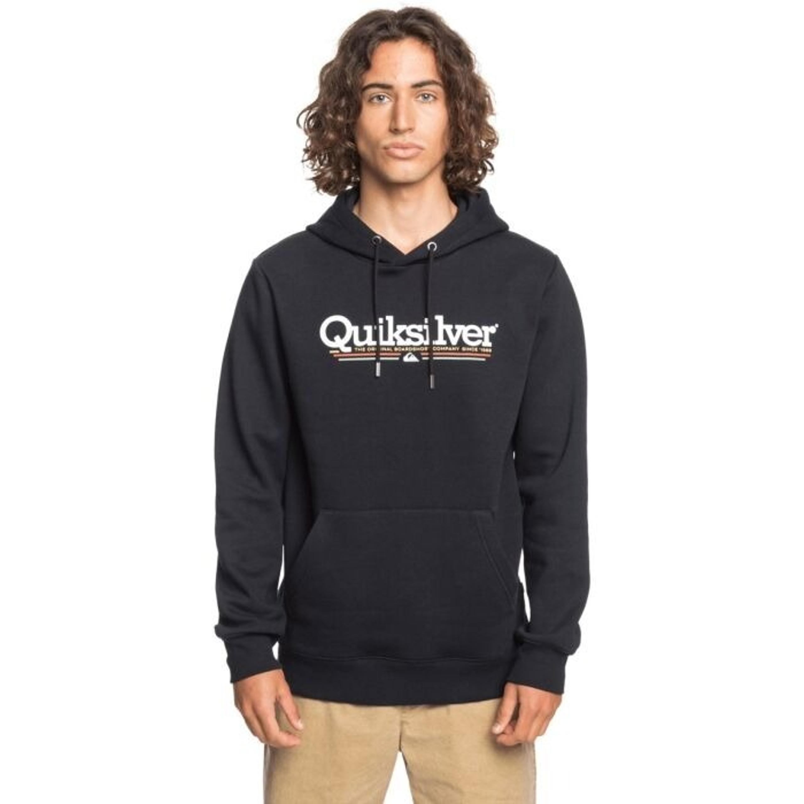 Quiksilver Mens Tropical Lines Screen Fleece Pullover Hoodie Sweatshirt Black M