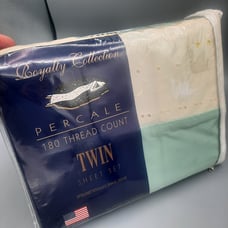 VINTAGE ROYALTY COLLECTION PERCALE 180 thread twin set NEW Teal w/eyelet lace