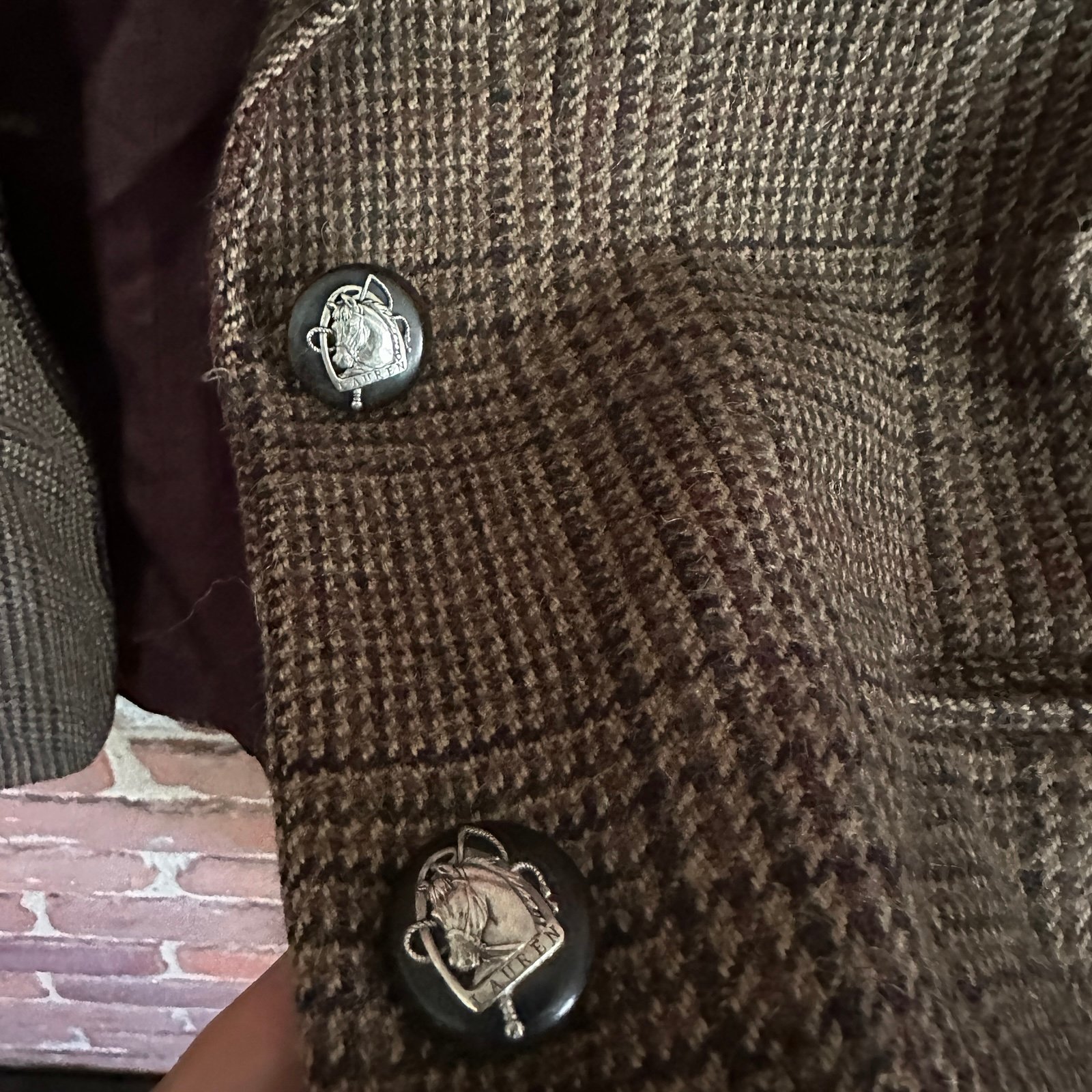 Lauren Ralph Lauren | Blazer Houndstooth Wool/Alpaca 2-Buttons Elbow Patch Sz 8