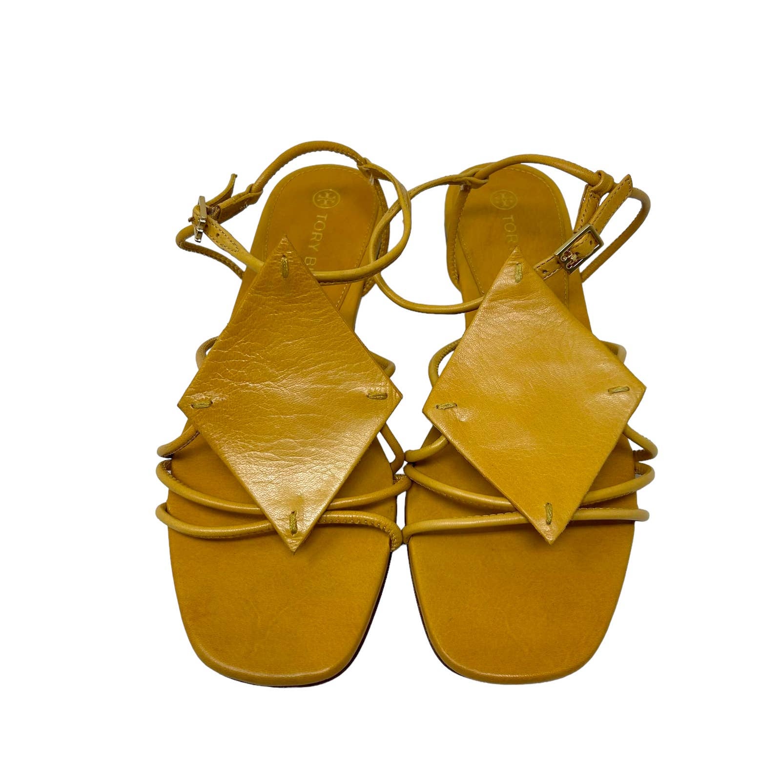 Tory Burch Diamond Patch Sandal Goat Leather in Goldenrod Yellow Size 9