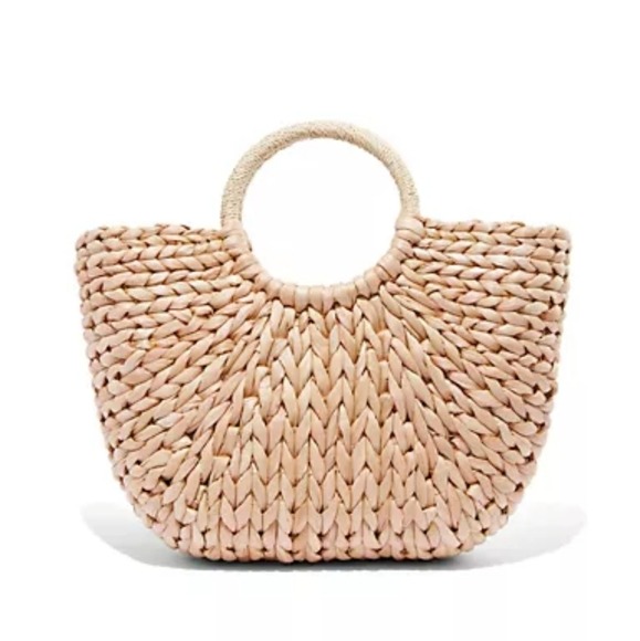 Raffia Straw Moon Tote
