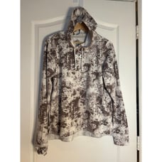 NWT Under Armour Womens Rival Terry Print LS Hoodie Ghost Gray/White Medium