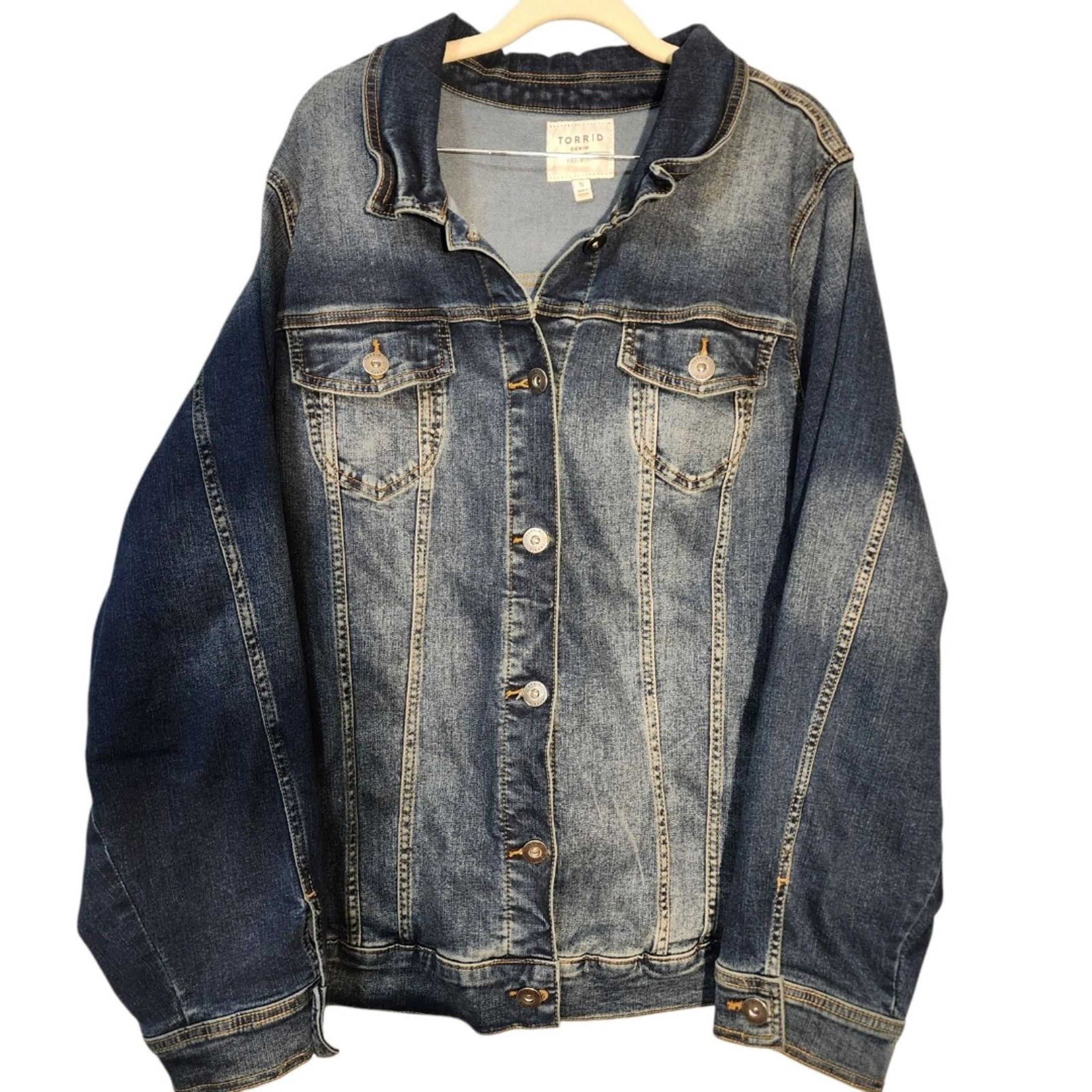 Vintage Torrid Denim Jacket Women's Plus Size 5 Stretch Blue Button Up Trucker
